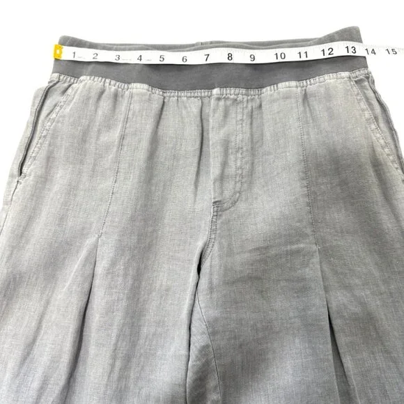 XCVI Women's Gray Cropped Pants 100% Linen Pull On Size XS - Picture 4 of 8